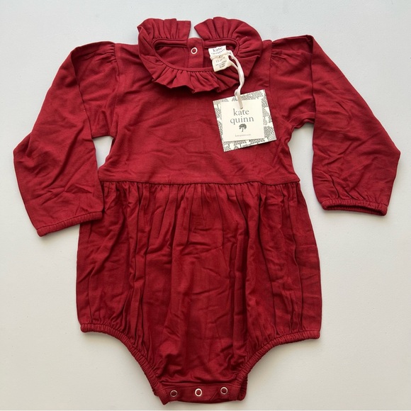 kate quinn Other - NWT Kate Quinn pear red bamboo long sleeve mini ruffle bubble size 12-18m